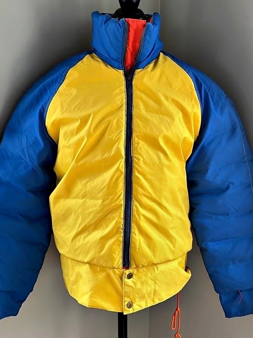 Vintage 70’s/80’s Stunt Man Style Color Block Puffer Jacket Blue & Yellow